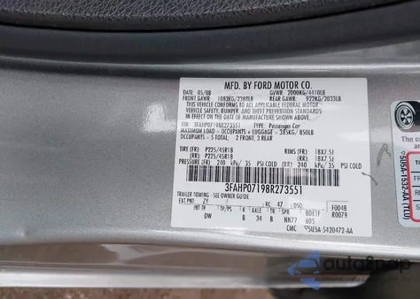 2008 Ford Fusion Se z USA, uszkodzony, nr VIN 3FAHP07198R273551